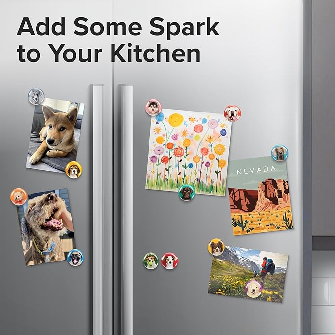 Super Cute Fridge & Locker Magnets – 12 Glass Magnets with Vibrant Colors – Strong Hold for Photos, Notes, Recipes – Aesthetic Refrigerator Decoration - Perfect for School & College Locker