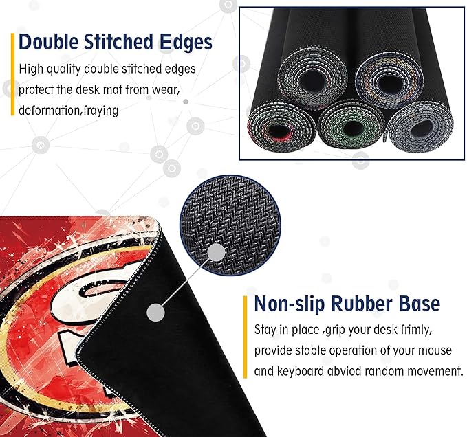 Large Mouse Pad Desk Mat for Home Office, Gaming Mousepad Extended Desk pad - Computer Keyboard Mouse Mat with Non-Slip Base and Stitched Edge Office Desk Organizers and Accessories