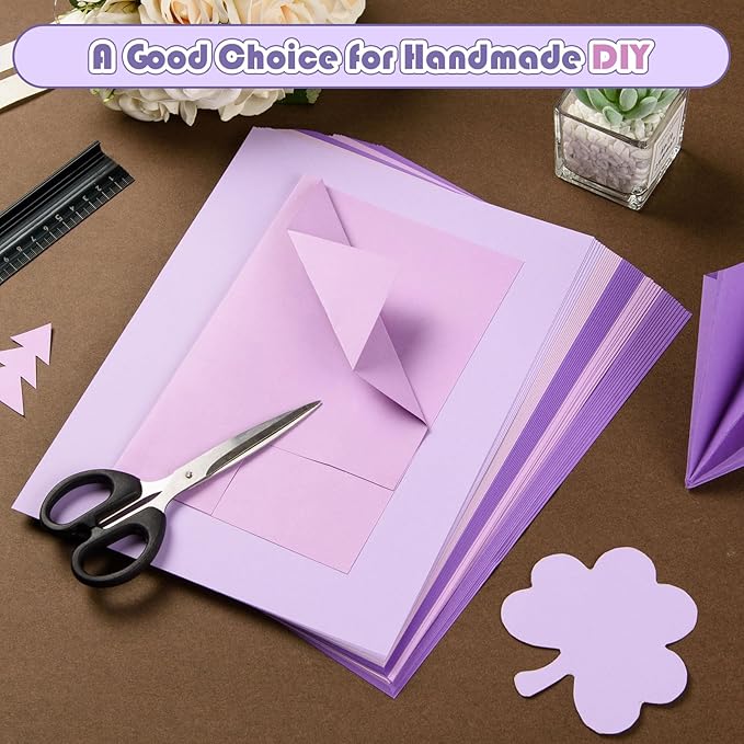 MixTeach 240 Sheets Assorted Purple Cardstock Paper 8.5 x 11" Medium Thick Card Stock 180gsm/65lb Printable Kraft Paper for Scrapbooking, Card Making, Invitations, DIY Art Craft Supplies