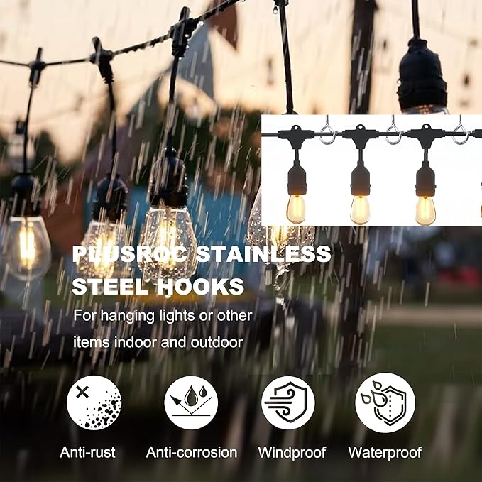 PlusRoc 20 Pack Stainless Steel Ceiling Hooks for Hanging Plants, String Lights Outdoor, 2.2 Inch Silver Cup Hooks Screw in Hooks Eye Hook Q-Hanger, Wall Mount Ceiling Fence Mount