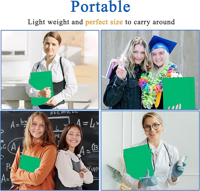 Zzrywuty 100 Packs Paper Folders with Pockets for Students,Businessmen and Office Workers,Letter Size,Two Pocket Folders with Card Slot for Office,Business,School Supplies (Green)