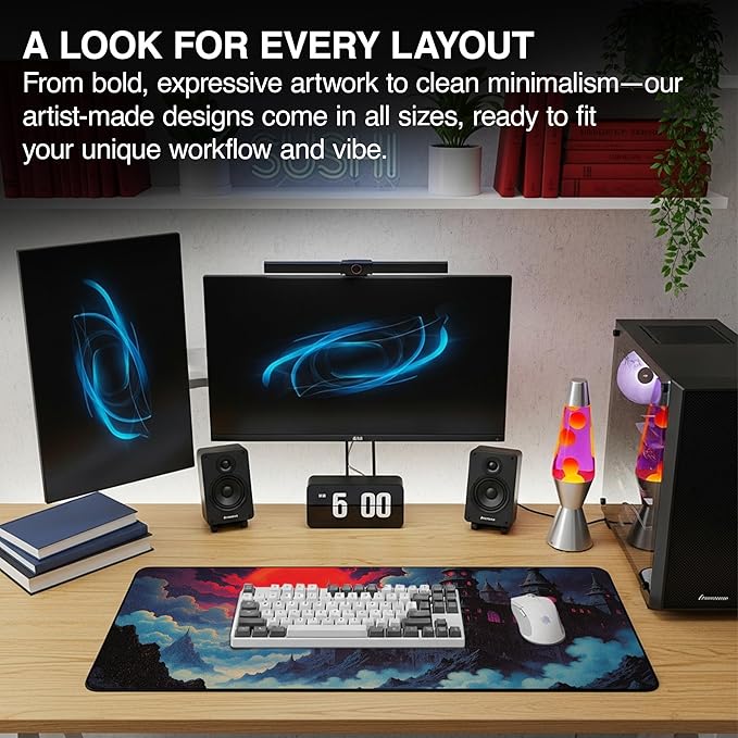 MPCO. Dark Fantasy Large Gaming Desk Pad - 36" x 17" Aeroglyde Fabric The Red Luna Desk Mats - Non-slip, Washable, Smooth Glide for Precision Gaming & Work