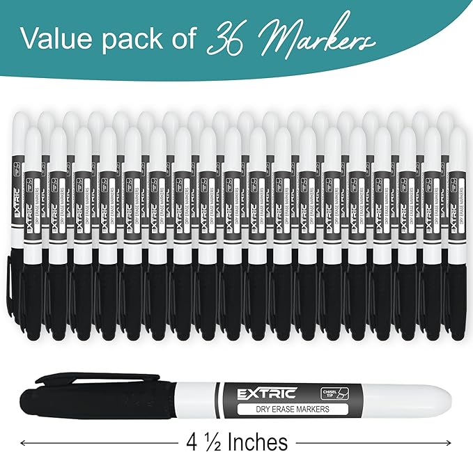 Black Dry Erase Markers, 36 Count Whiteboard Markers Chisel Tip, Bulk Classroom White Board Marker Dry Erase, Low Odor Chisel Tip Erasable Markers