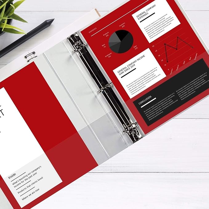 3 Ring Binder, 2 Pack of 3 Inch D Ring Binders, 8.5" x 11" Presentation Folder View Binder with Pockets, Durable Non-Stick Customizable Clear View Cover for Documents, Files, Projects (White)