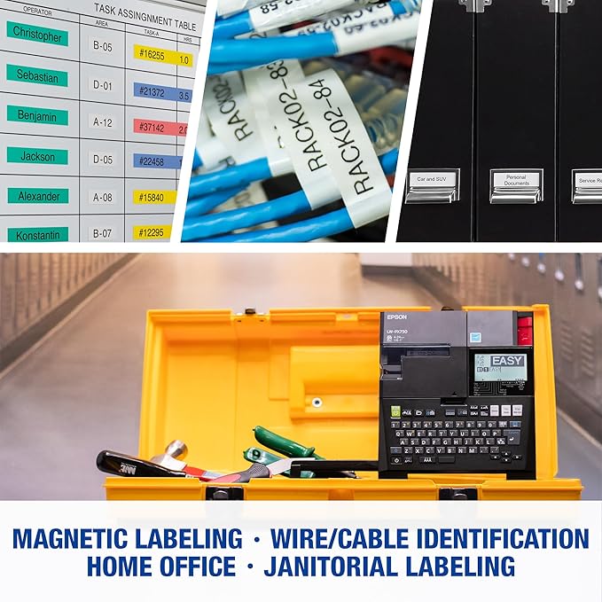 LABELWORKS Epson LW-PX750PCD Industrial Label Maker Kit - Complete Kit with Accessories, Compatible with Large Variety of Tape Types, Portable Handheld Label Printer