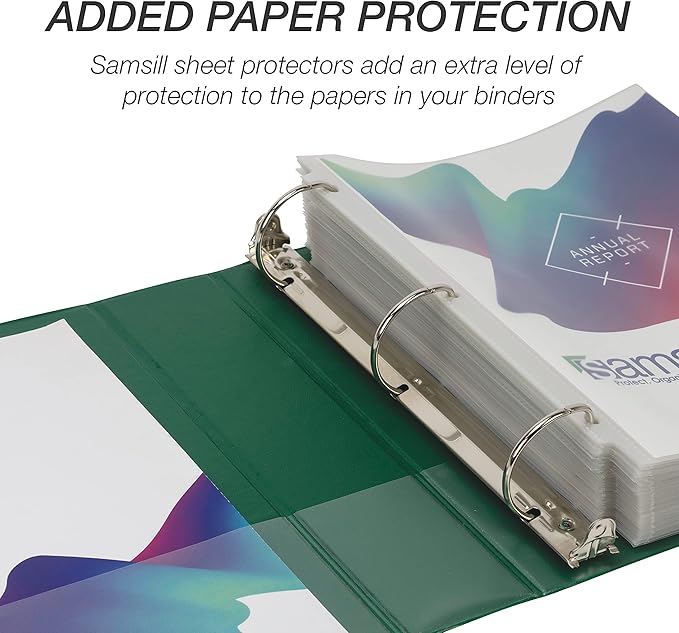 Samsill Durable 2 inch 3 Ring Binder, Made in USA, D Ring Binder, FSC 100% Recycled Chipboard, Green, 4 Pack