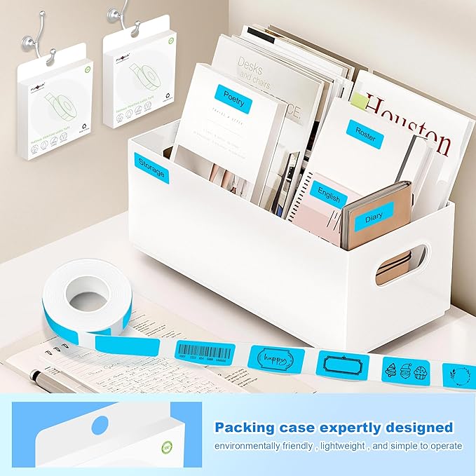 PARLAIM Label Maker Tape,Thermal Label 0.55"X1.18" (14mm X 30mm) 210 Labels/Roll,Compatible with D30 Label Printer,Self-Adhesive Label Tape for for Home Office Small Business (Sky Blue)