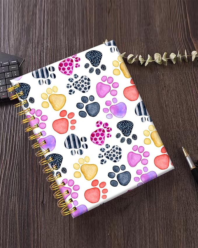 iampanda Spiral Journal Notebook,Cute Strong Twin-Wire Binding with Premium Paper for Girl Women,60 Sheets A5 College Ruled Notebook/Journal,Perfect for School Office Home Gifts,Colorful Pup Paws