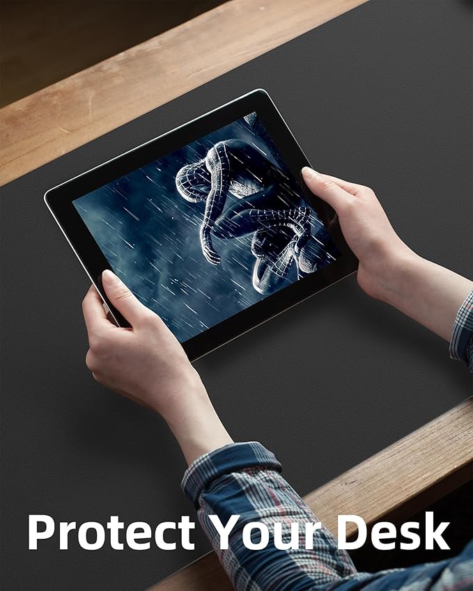 Large Desk Mat,55" x 17"Leather Desk Pad Protector,Large Mouse Pad,Non-Slip PU Leather Desk Blotter, Laptop Desk Pad,Waterproof Desk Writing Pad for Office/Home/Decor (Black)
