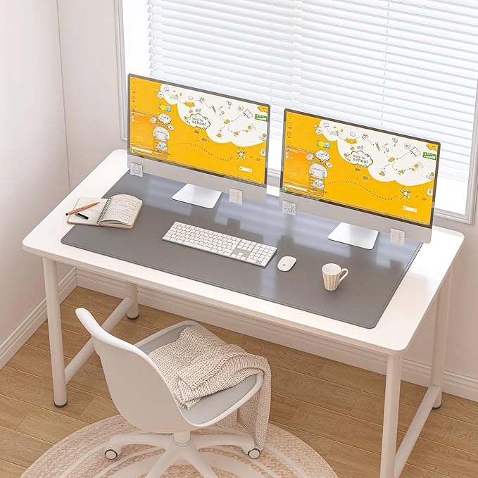 DAWNTREES Desk Mat Protector,PU Leather Desk Pad,Non Slip, Large Mouse Pad and Keyboard Mat, Waterproof Writing Pad for Office and Home (Dark Gray,39.4''x19.7'')