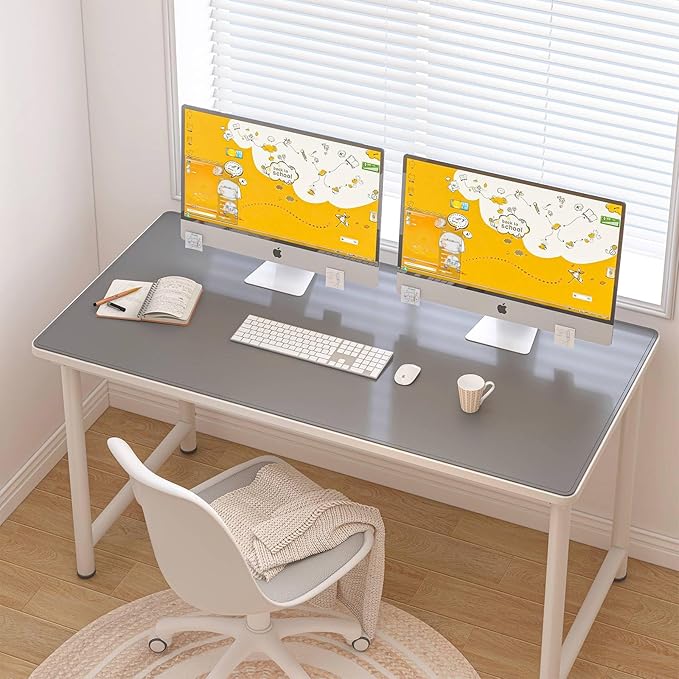DAWNTREES Desk Mat Protector,PU Leather Desk Pad,Non Slip, Large Mouse Pad and Keyboard Mat, Waterproof Writing Pad for Office and Home (Dark Gray,47.2''x23.6'')