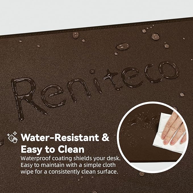 Waterproof Large Gaming Mouse Pad with Durable Stitched Edges, Non-Slip Rubber Base, Grainy Jacquard Mouse Mat Desk Pad for Home Office Gaming, 15.74"x35.43"x0.12", Coffee