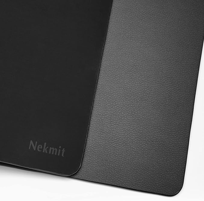 Nekmit Leather Desk Blotter Pad 36 x 20 Inches, Flat, Non-Slip, Waterproof, Black