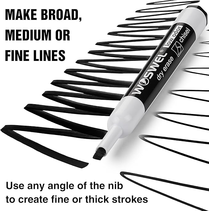 Dry Erase Markers Bulk, Chisel Tip Whiteboard Markers, Low Odor Thick Dry Markers, 50 Black Color for Kids/Teachers, Classroom, Office & Home Use