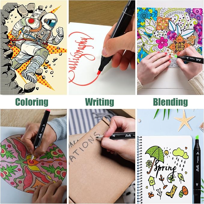 120 Colors Alcohol Markers Set, Dual Tips Blender Art Markers for Drawing Sketching Coloring Artist Pens and Underlining, Professional Permanent Sketch Marker for Kids Adult Coloring