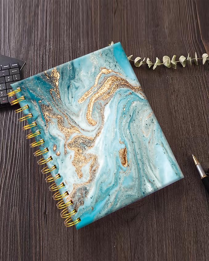 iampanda Spiral Journal Notebook,Cool Strong Twin-Wire Binding with Premium Paper for Girl Women,60 Sheets A5 College Ruled Notebook/Journal,Perfect for School Office Home Gifts,Chic Gold Marble