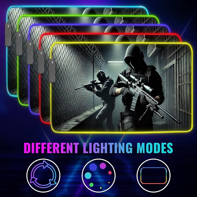 Gaming Mouse Pad - Desk Mat Gaming Mouse Pad , Medium Extra Large Extended Big Long Huge XL XXL and XXXL RGB LED Light Mousepad For a Computer , PC Mats Mousepads Shadow Operatives