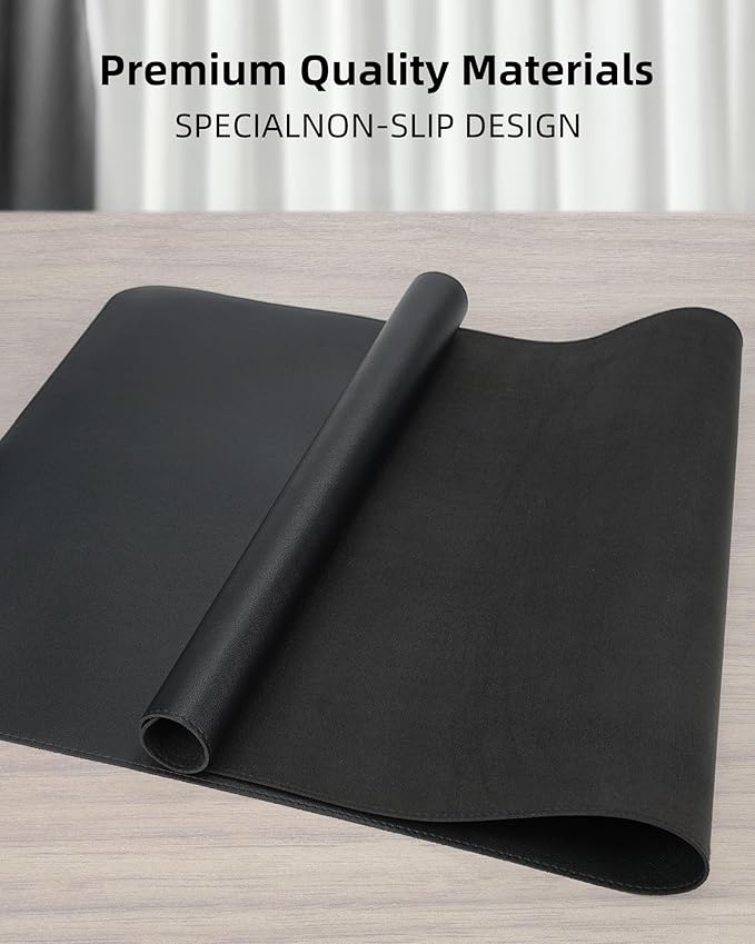 Non-Slip Desk Pad,Desk mat,Large Mouse Pad, Office Desk mat, Waterproof PU Leather Desk Blotter Mat, Desk Cover Mat,Desk Organizer and Accessories for Men(Black, 23.6" x 13.7")
