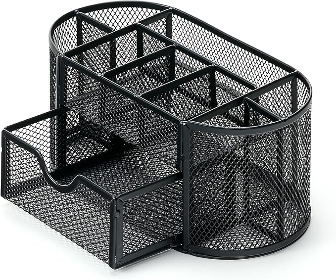 PAKASEPT Desk Organizers, Mesh Desk Organizer Caddy Supplies with Compartments, Makeup Marker Desktop Storage for Office School Home Supplies Teacher Students