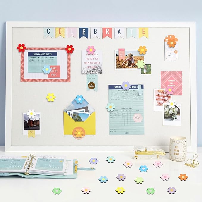 MORCART 30PCS Fridge Magnets, Flower Refrigerator Magnets Decoration for Locker Whiteboard Decorative Magnetic Board Cabinets Classroom Office Cubicle School Cute