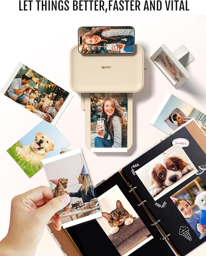 4x6 Photo Printer, CP4100 Photo Printer for iPhone & Android with 20 Sheets & 1 Cartridges, Instant Portable Photo Printers, Wi-Fi Wireless Picture Printer, Thermal Dye-Sublimation Ribbon, Beige