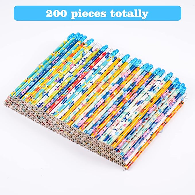Kolewo4ever 200 Pieces Under The Sea Pencils Ocean Pencil Wood Pencil Oceam Element Sea Themed Pencils for Teachers Classrooms Reward School,Learning Activities