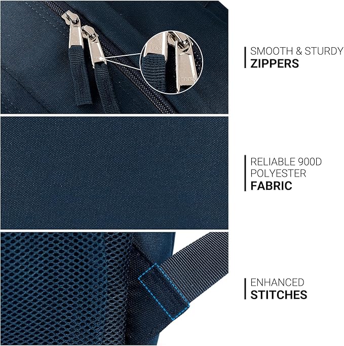 ZORFIN 26L Backpack for School, College, and Travel: Water Resistant Bookbag with 8 Compartments - Steel blue
