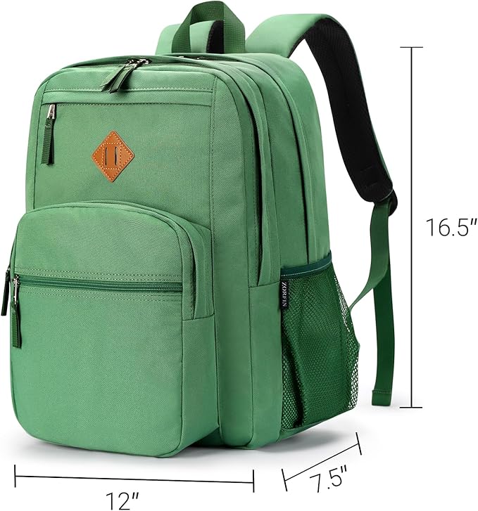 ZORFIN 26L Backpack for School, College, and Travel: Water Resistant Bookbag with 8 Compartments - Lemon Green