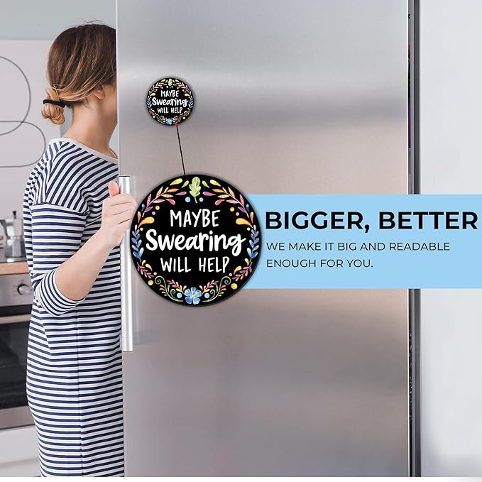 Maybe Swearing Will Help Magnet for Workspace Decor - Suitable for Home, Desks, Lockers, and College Spaces - Ideal Gift for Friends, Coworkers & Family Members - Floral