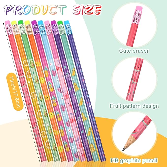 Teling 60 Pcs Inspirational Scented Pencils and Scented Bookmarks Sets Funny Smelly Pencils with Eraser Theme Bookmarks Cute Stationery Bulk for Reading Rewards Party Favors(Vivid)