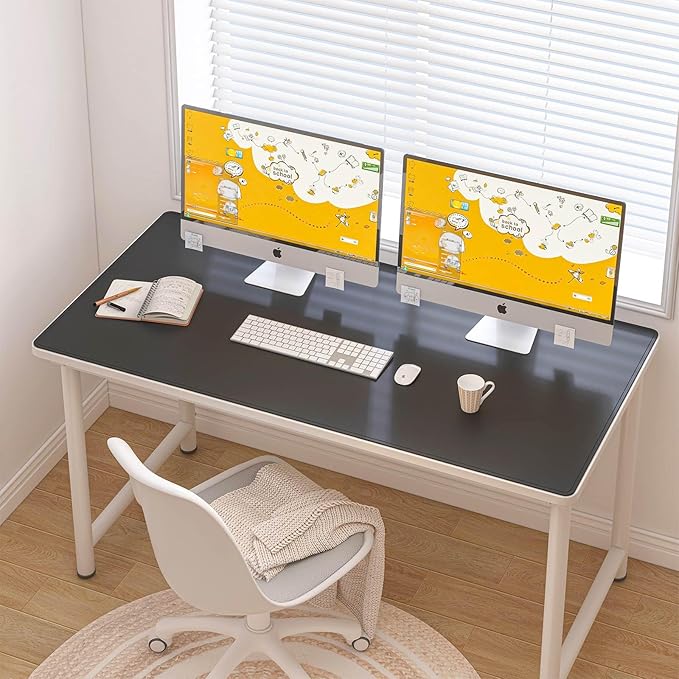 DAWNTREES Desk Mat Protector,PU Leather Desk Pad,Non Slip, Large Mouse Pad and Keyboard Mat, Waterproof Writing Pad for Office and Home (Black,47.2''x23.6'')