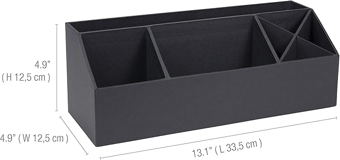 Bigso Elisa Desktop Organizer - Durable Office Desk Organizer with 7 Compartments for Office Supplies and Accessories - 13.1 in x 4.9 in x 4.9 in - Dark Gray