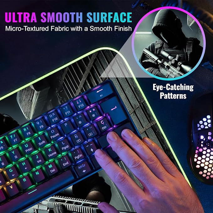 Gaming Mouse Pad - Desk Mat Gaming Mouse Pad , Medium Extra Large Extended Big Long Huge XL XXL and XXXL RGB LED Light Mousepad For a Computer , PC Mats Mousepads Shadow Operatives