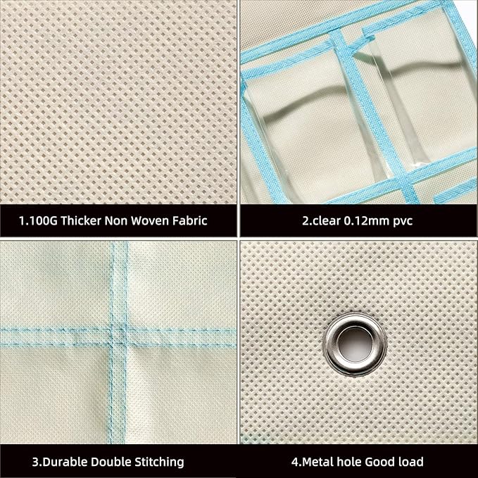KEEPJOY Classroom Pocket Charts for Cell Phone Calculator Holders, Pocket Organizer for Cell phone Jail with 30 Clear Pockets chart Size 33.5 x 24.5 Inch Classroom Pocket Storage (Beige-30pockets)