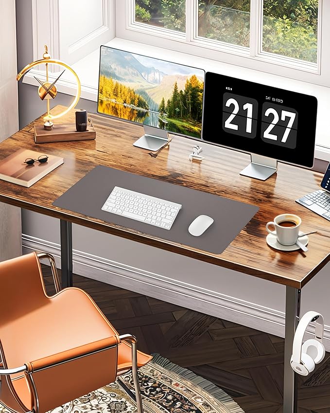 Desk Pad Mat - Leather Desk Pad Protector for Office and Home - Desk Organization and Accessories - Ideal for Large Mouse Pad and Desk Mats on Top of Desks(Dark Grey,31.5" x 15.7")