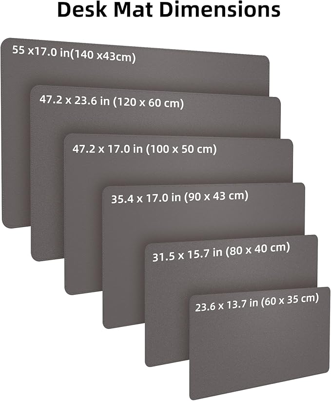 Desk Pad Mat - Leather Desk Pad Protector for Office and Home - Desk Organization and Accessories - Ideal for Large Mouse Pad and Desk Mats on Top of Desks(Dark Grey,31.5" x 15.7")