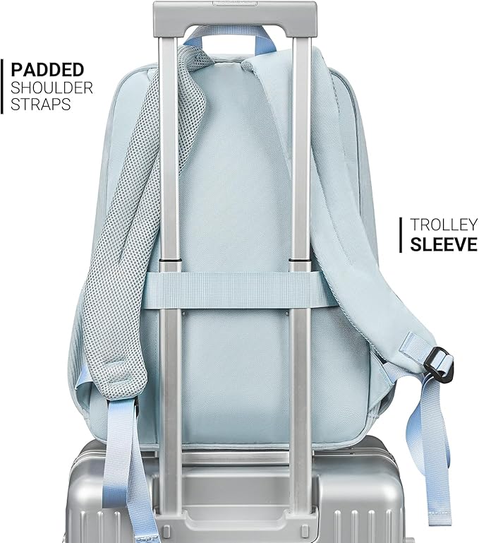 ZORFIN 26L Backpack for School, College, and Travel: Corduroy Bookbag with 8 Compartments - Sky Blue
