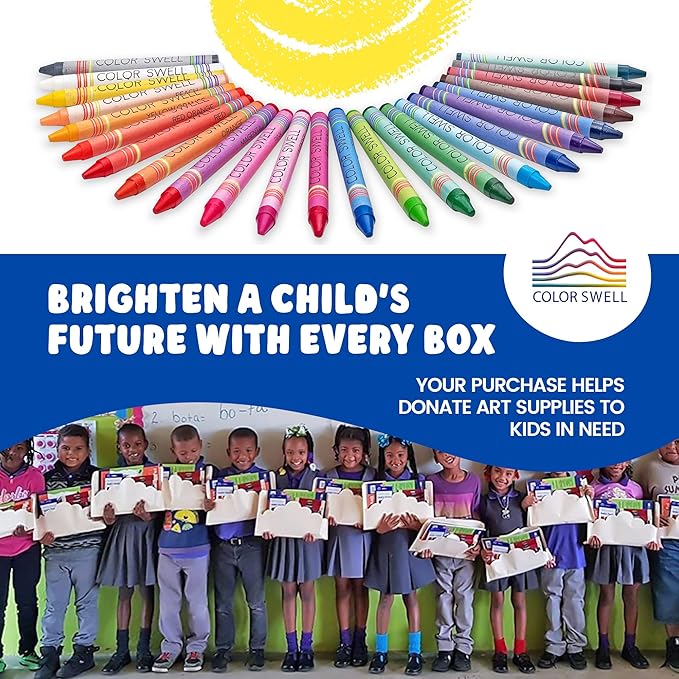 Color Swell Crayons Bulk 4 Packs of 24 Count Vibrant Colors Teacher Quality Durable for Families Class Party Favors