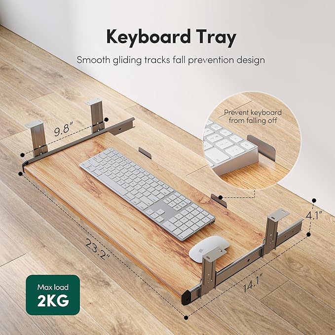 FEZIBO Standing Desk with Keyboard Tray, 55 x 24 Inch Adjustable Height Sit Stand Desk with Memory Presets for Home Office, Ergonomic Computer Workstation, Light Rustic