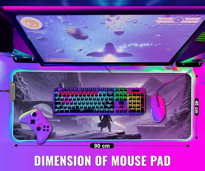 Gaming Mouse Pad - Desk Mat Gaming Mouse Pad , Medium Extra Large Extended Big Long Huge XL XXL and XXXL RGB LED Light Mousepad For a Computer , PC Mats Mousepads Frostblade Warrior