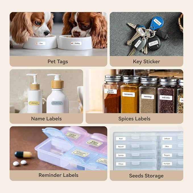 Label Maker Tape NIIMBOT D11 6 Rolls Adapted Cable Print Paper Standard Laminated Office Labeling Tape Replacement for D11 Machine Oil Proof Waterproof Tearproof
