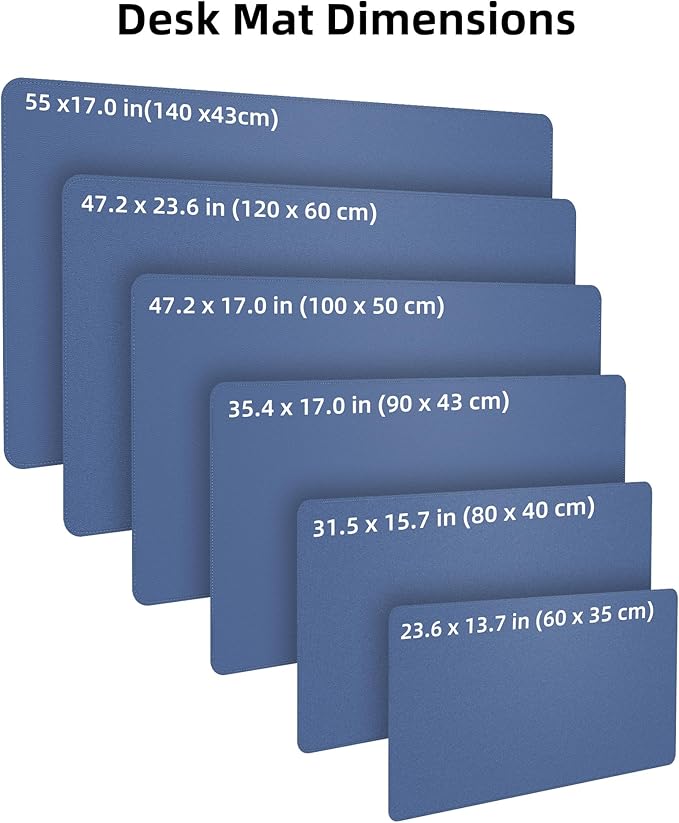 Desk Pad Mat - Leather Desk Pad Protector for Office and Home - Desk Organization and Accessories - Ideal for Large Mouse Pad and Desk Mats on Top of Desks(Grey Blue,31.5" x 15.7")