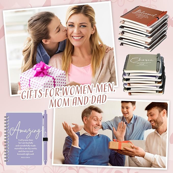 Kosiz 36 Sets Inspirational Christian Gifts Bulk Christian Notebooks Prayer Journals with Pens Spiral Bible Journals Religious Gifts for Church Grandparent Pastors Day Sunday School (Fresh Color)