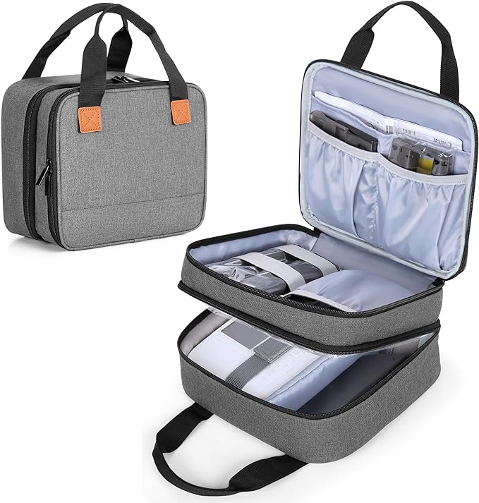 LUXJA Photo Printer Case Compatible with Canon SELPHY CP1500 / CP1300 / CP1200, Photo Printer Bag with Accessory Pockets, Gray