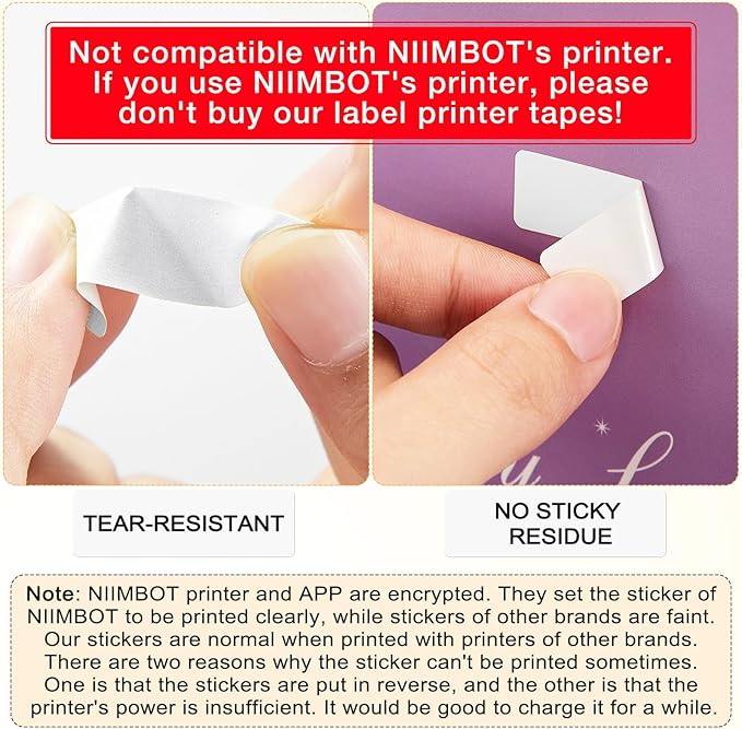 1600 Pcs Label Tapes 12 x 40 mm Laminated Stickers Replacement Compatible with D30 Portable Thermal Label Paper Printer Tapes Refill for Office 160 Pcs/roll (White)