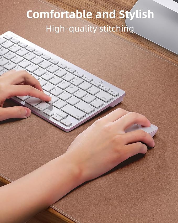 Leather Desk Pad Protector, Mouse Pad, Office Desk Mat, Non-Slip PU Leather Desk Blotter, Laptop Desk Pad, Waterproof Desk Writing Pad for Office and Home (Champagne Gold, 31.5" x 15.7")