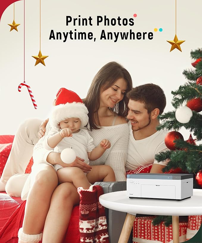 Liene M100 4x6'' Photo Printer Bundle (220 pcs +6 Ink Cartridges), Wi-Fi Picture Printer for iPhone, Android, Smartphone, Computer, Dye-Sublimation, Portable for Home Use