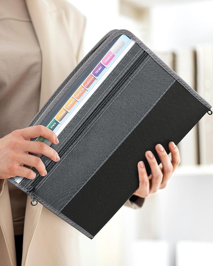 Sooez Accordion File Organizer with Safe Zipper, 12 Pocket Expanding File Folder with Front Pencil Pouch, Portable Monthly Paper Bill Tax Receipt Organizer, School Office Supplies, Letter Size, Teal