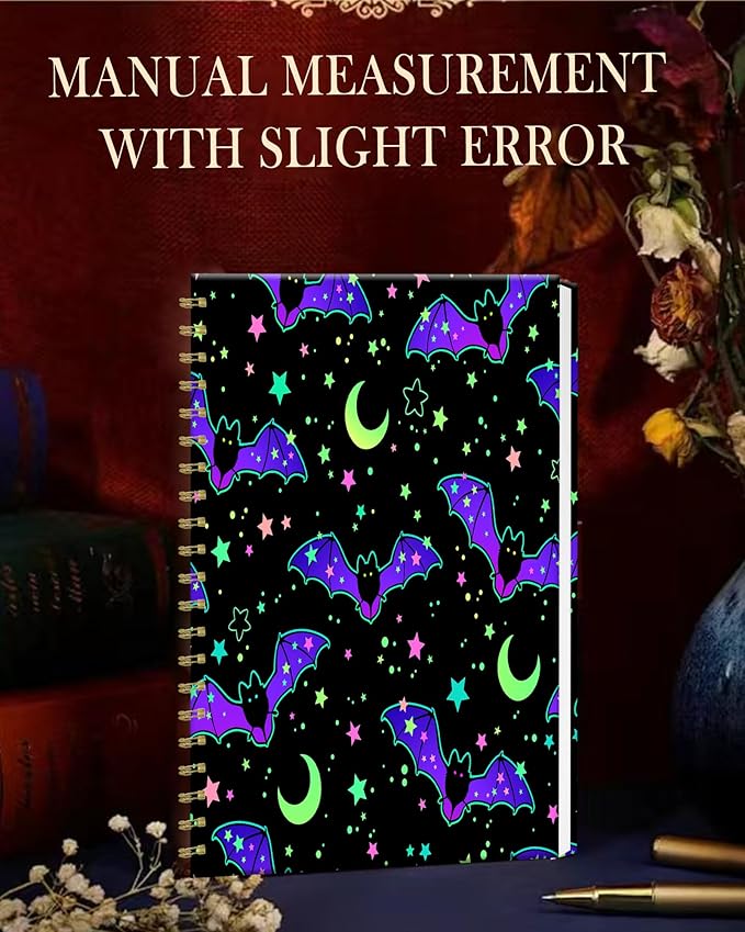 iampanda Spiral Journal Notebook,Strong Twin-Wire Binding with Premium Paper for Women,60 Sheets B5 College Ruled Notebook/Journal,Perfect for School Office Work,Purple Bats Star