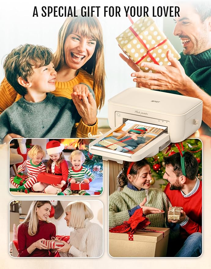 4x6 Photo Printer, CP4100 Photo Printer for iPhone & Android with 20 Sheets & 1 Cartridges, Instant Portable Photo Printers, Wi-Fi Wireless Picture Printer, Thermal Dye-Sublimation Ribbon, Beige